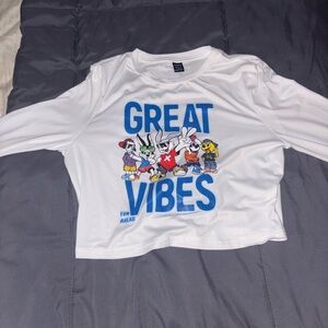 SHEIN White Cartoon Character Crop Top